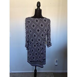 White House Black Market WHBM Geometric Dress Size Medium EUC